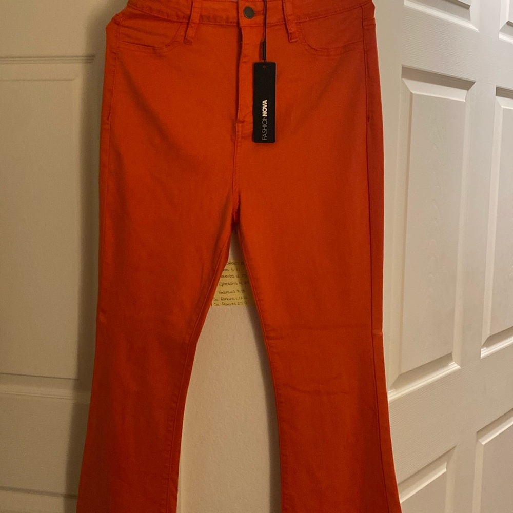 Bright Orange Flared Pants